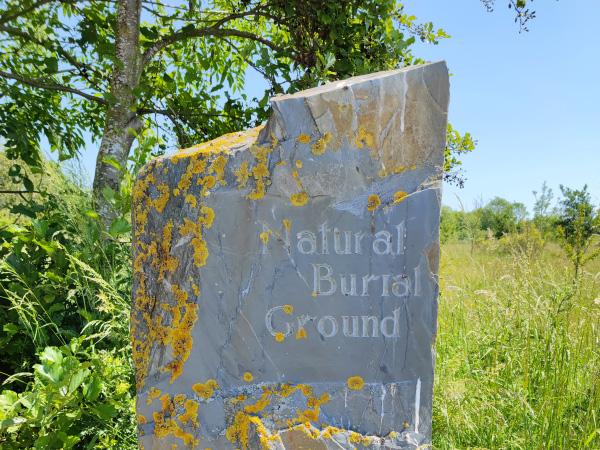 Priory natural burial ground stone sign