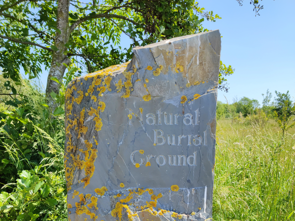 Priory natural burial ground stone sign